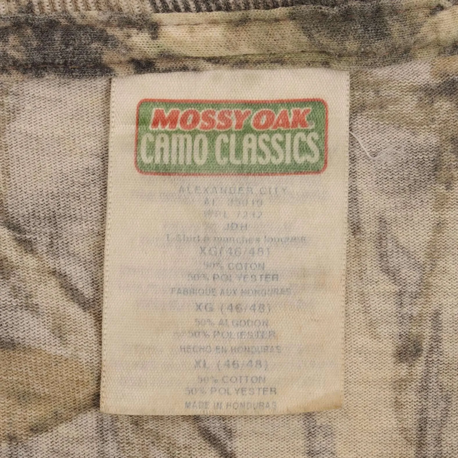 VINTAGE HUNTING MOSSY OAK BREAK UP CAMO LONG SLEEVE POCKET TEE SHIRT SIZE XL