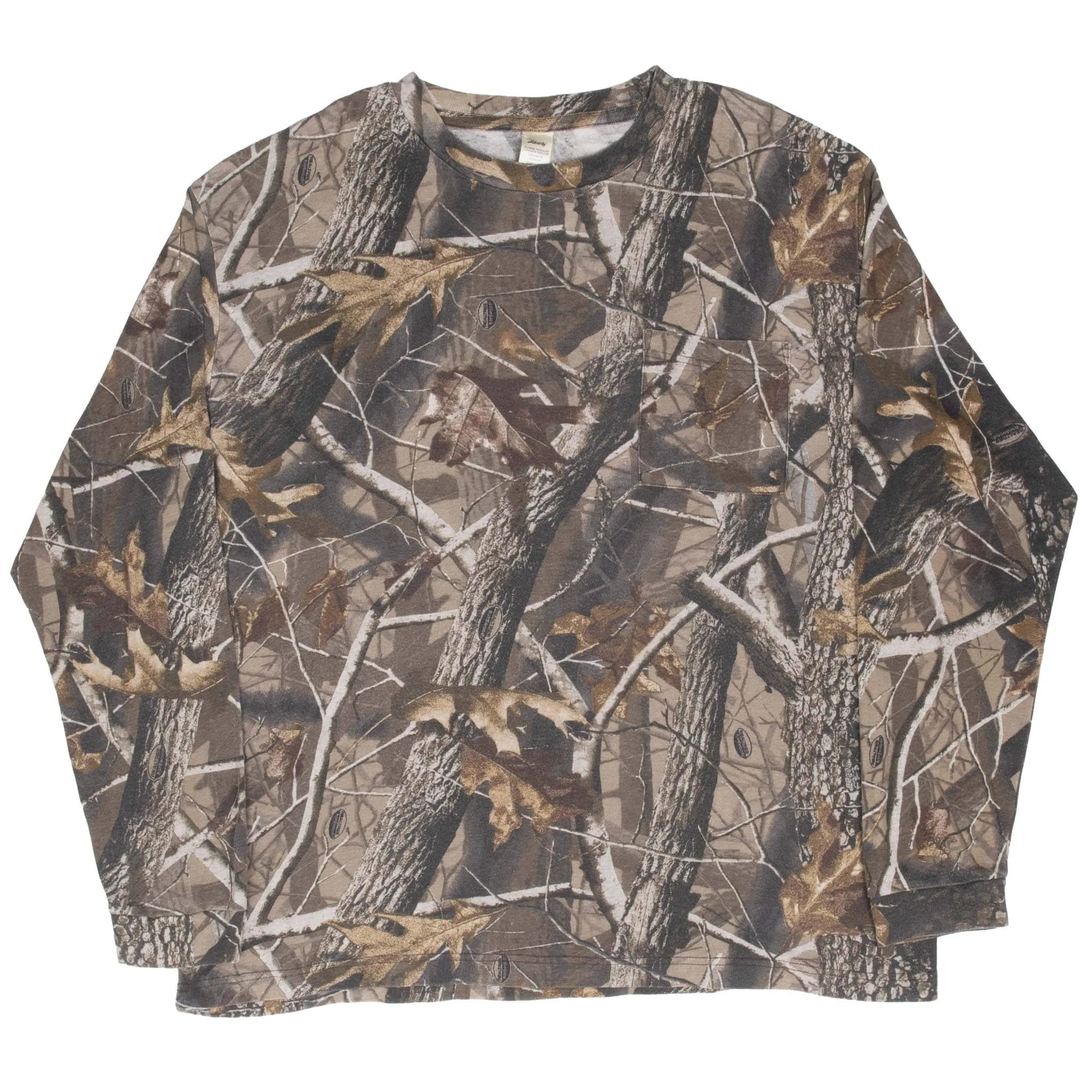 VINTAGE HUNTING REALTREE HARDWOODS CAMO LONG SLEEVE POCKET TEE SHIRT XL