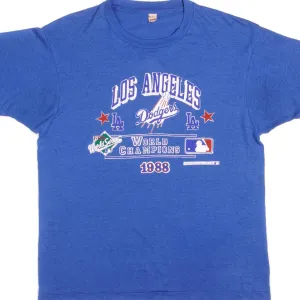 VINTAGE MLB LOS ANGELES DODGERS WORLD CHAMPIONS TEE SHIRT 1988 LARGE MADE USA