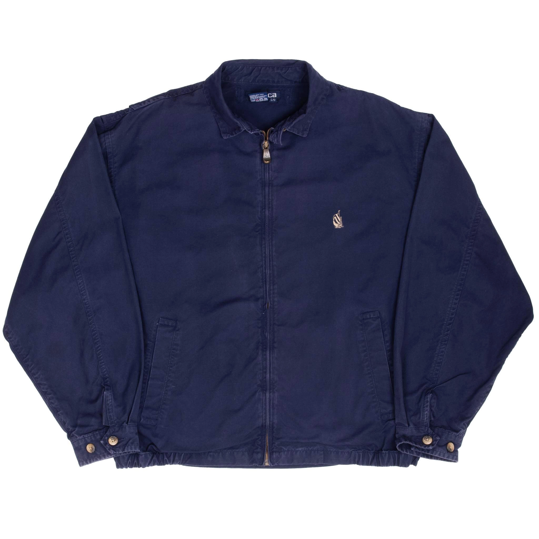 VINTAGE NAUTICA BLUE HARRINGTON GOLF JACKET 1990S LARGE