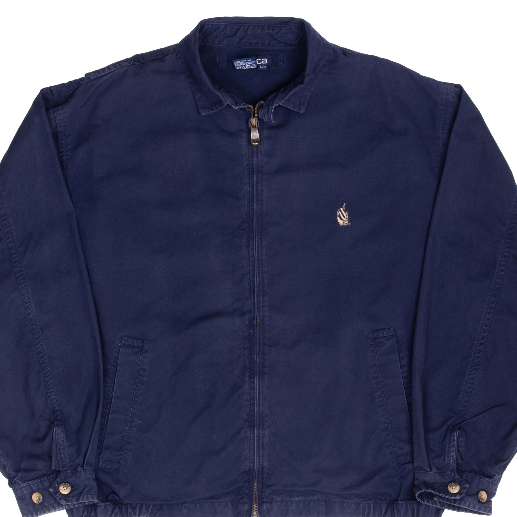 VINTAGE NAUTICA BLUE HARRINGTON GOLF JACKET 1990S LARGE