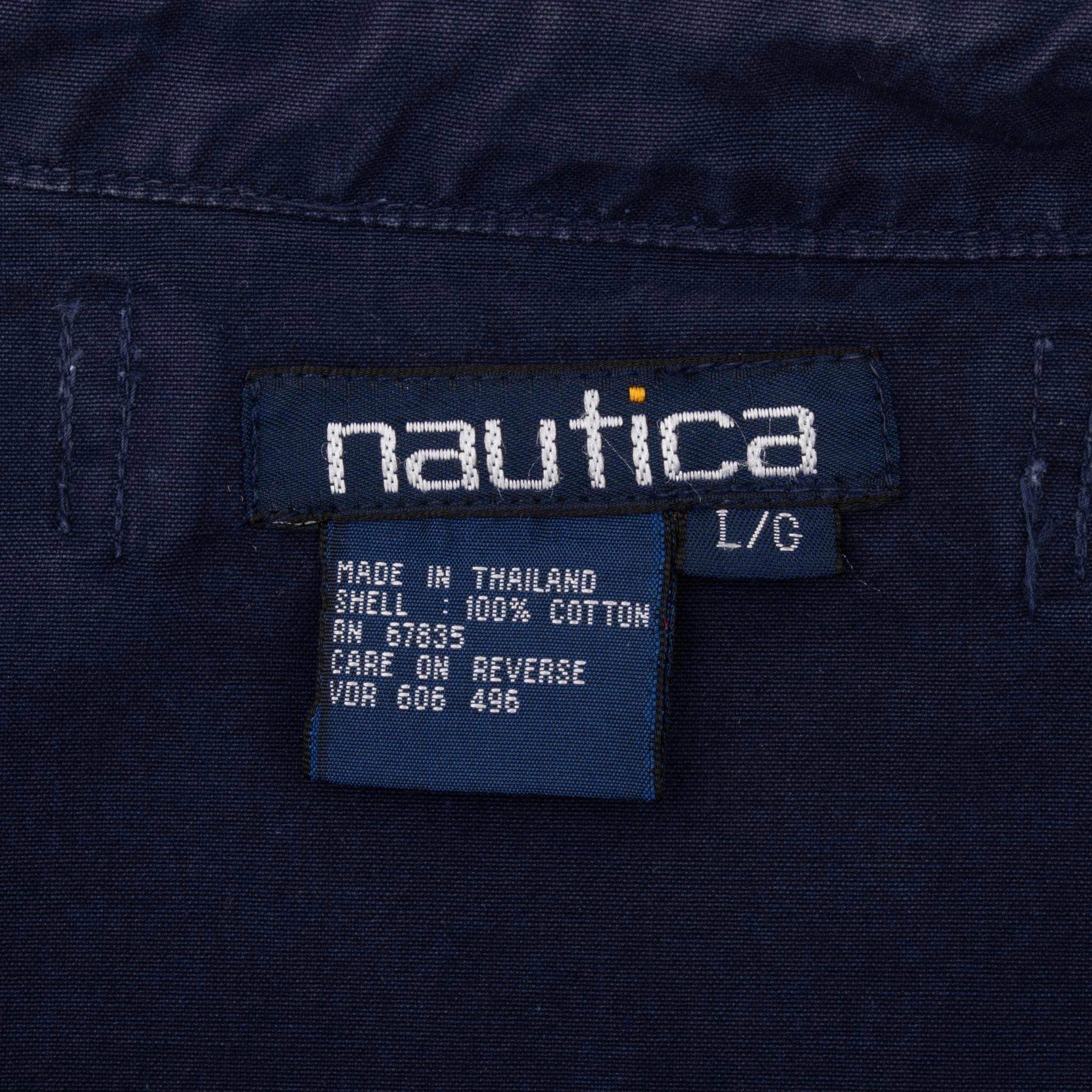 VINTAGE NAUTICA BLUE HARRINGTON GOLF JACKET 1990S LARGE
