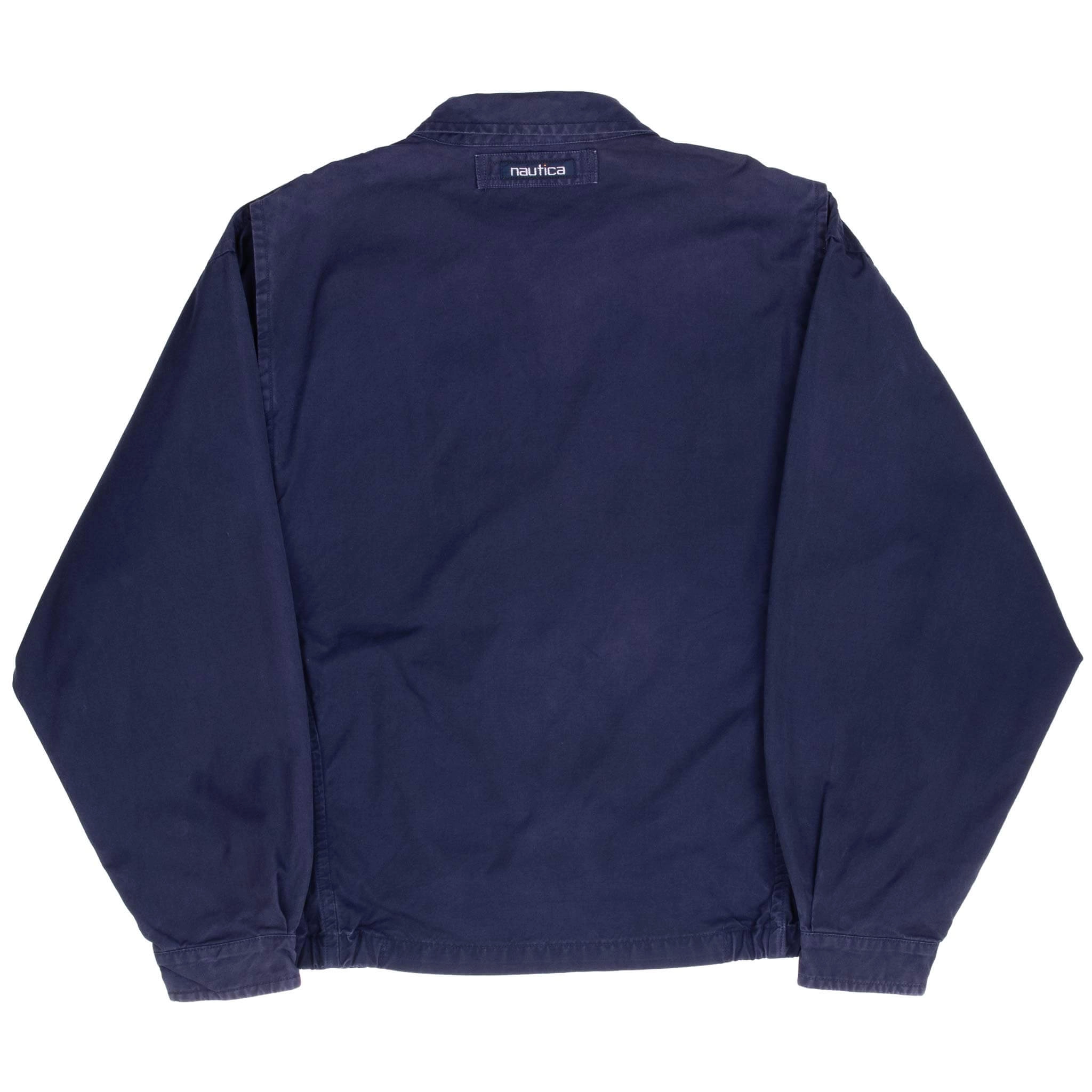 VINTAGE NAUTICA BLUE HARRINGTON GOLF JACKET 1990S LARGE
