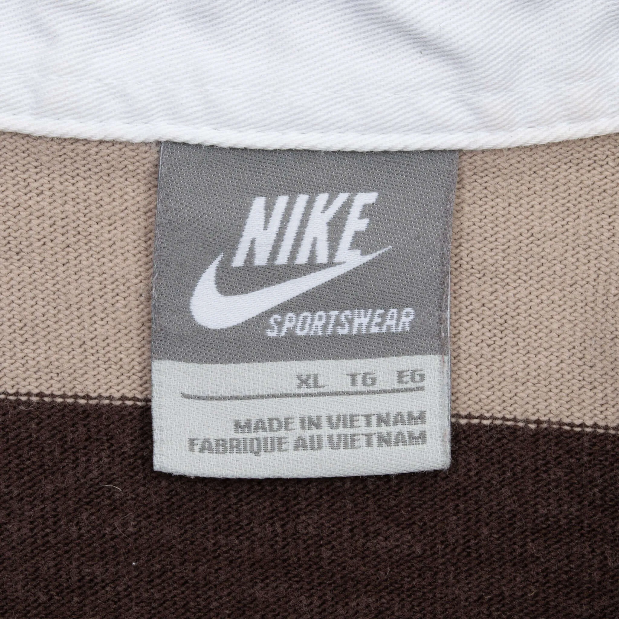 VINTAGE NIKE CLASSIC SWOOSH BEIGE & BROWN POLO SHIRT 2000S LARGE