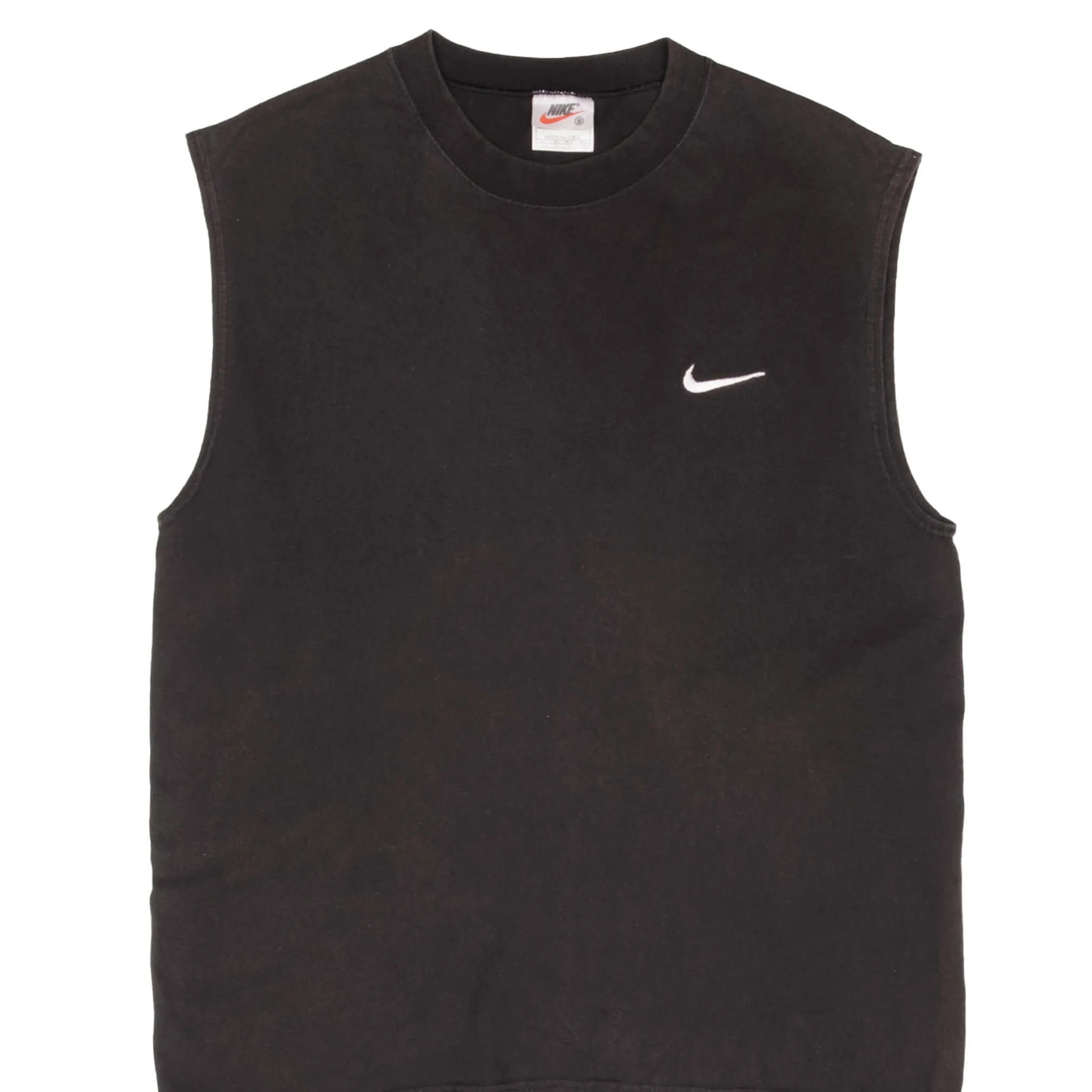 VINTAGE NIKE CLASSIC SWOOSH BLACK TANK TOP TEE SHIRT 1990S MEDIUM MADE IN USA