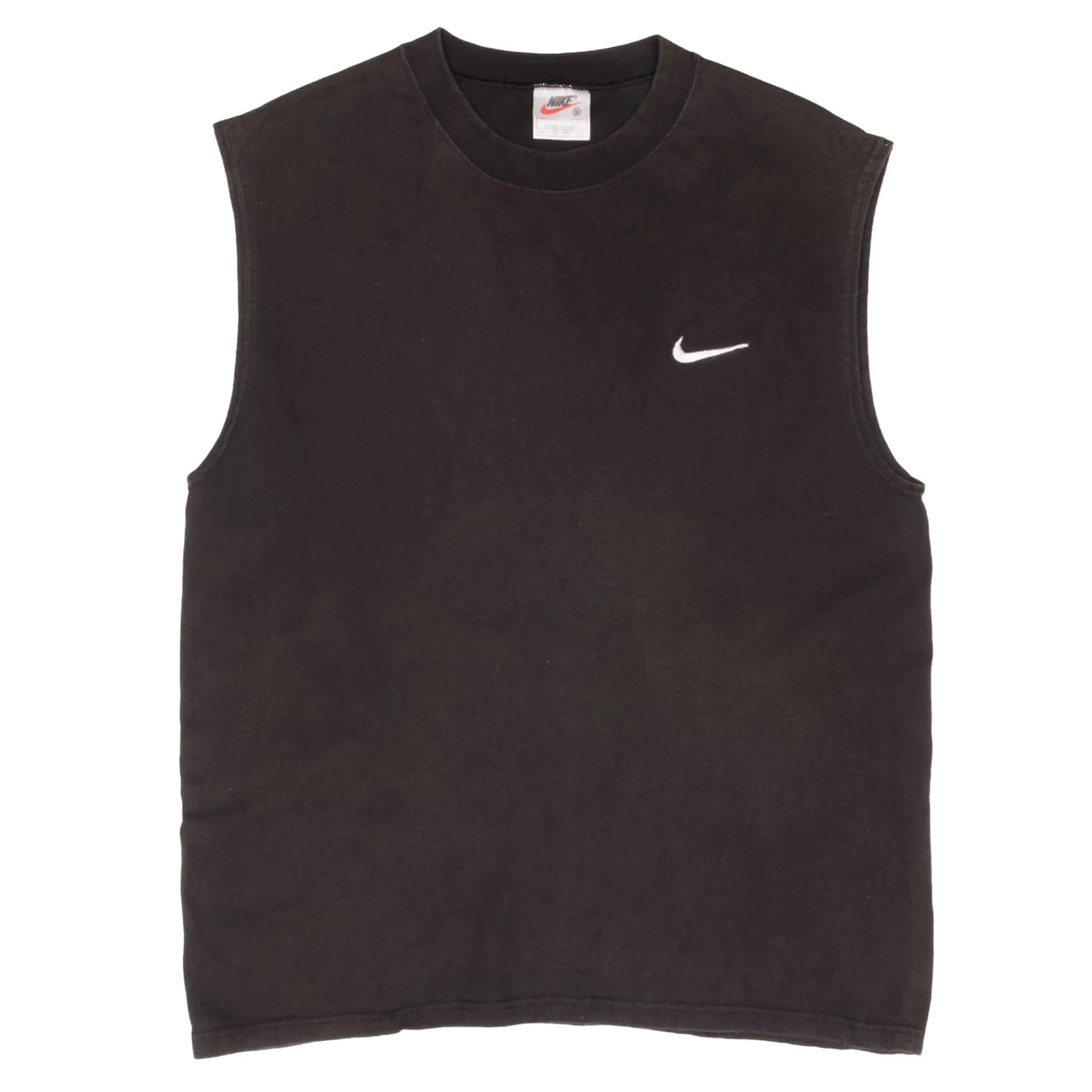 VINTAGE NIKE CLASSIC SWOOSH BLACK TANK TOP TEE SHIRT 1990S MEDIUM MADE IN USA