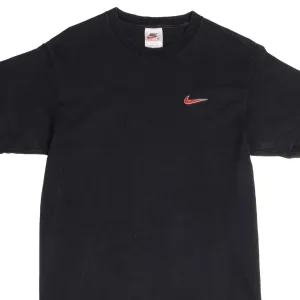 VINTAGE NIKE CLASSIC SWOOSH BLACK TEE SHIRT LATE 1990S MEDIUM MADE IN USA