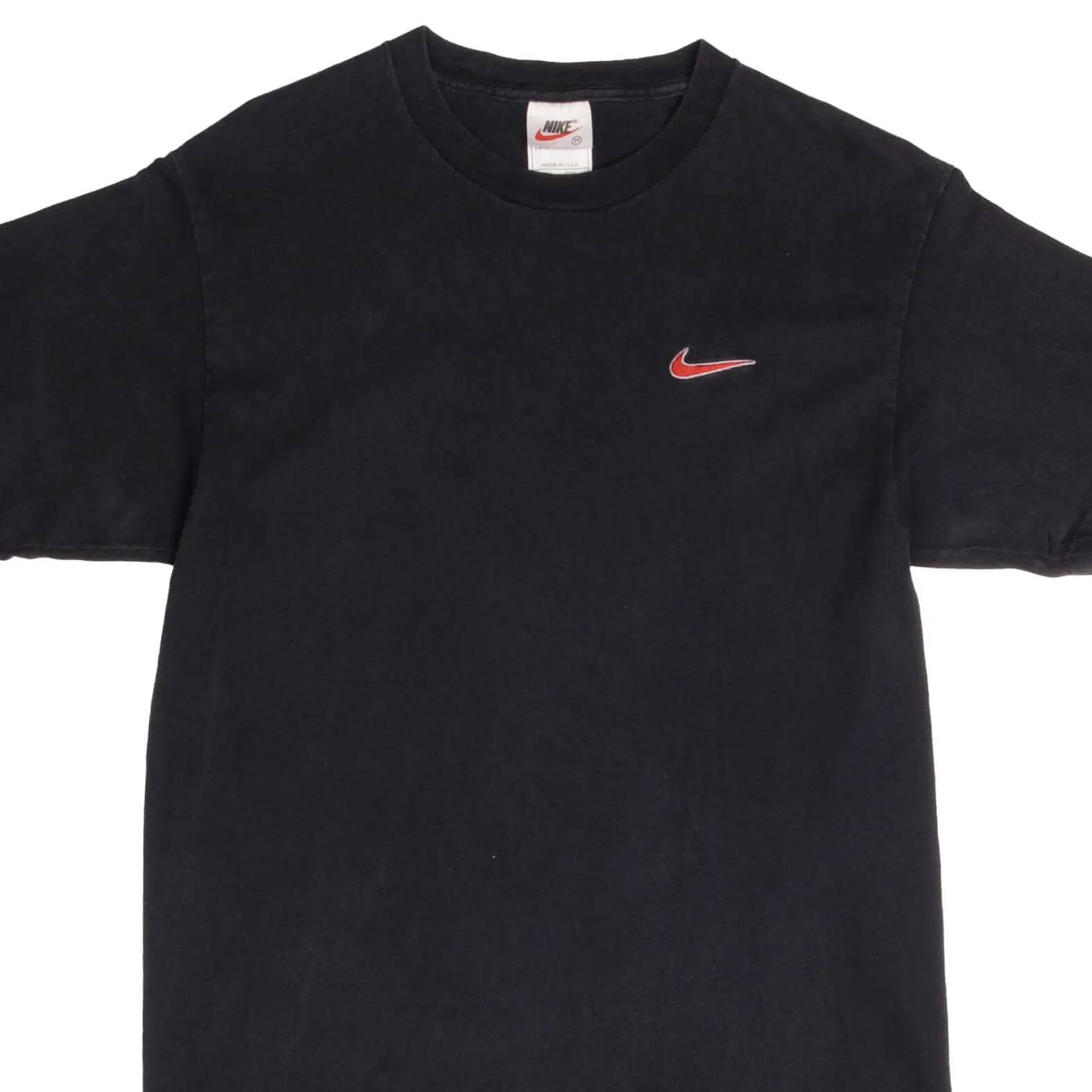 VINTAGE NIKE CLASSIC SWOOSH BLACK TEE SHIRT LATE 1990S MEDIUM MADE IN USA