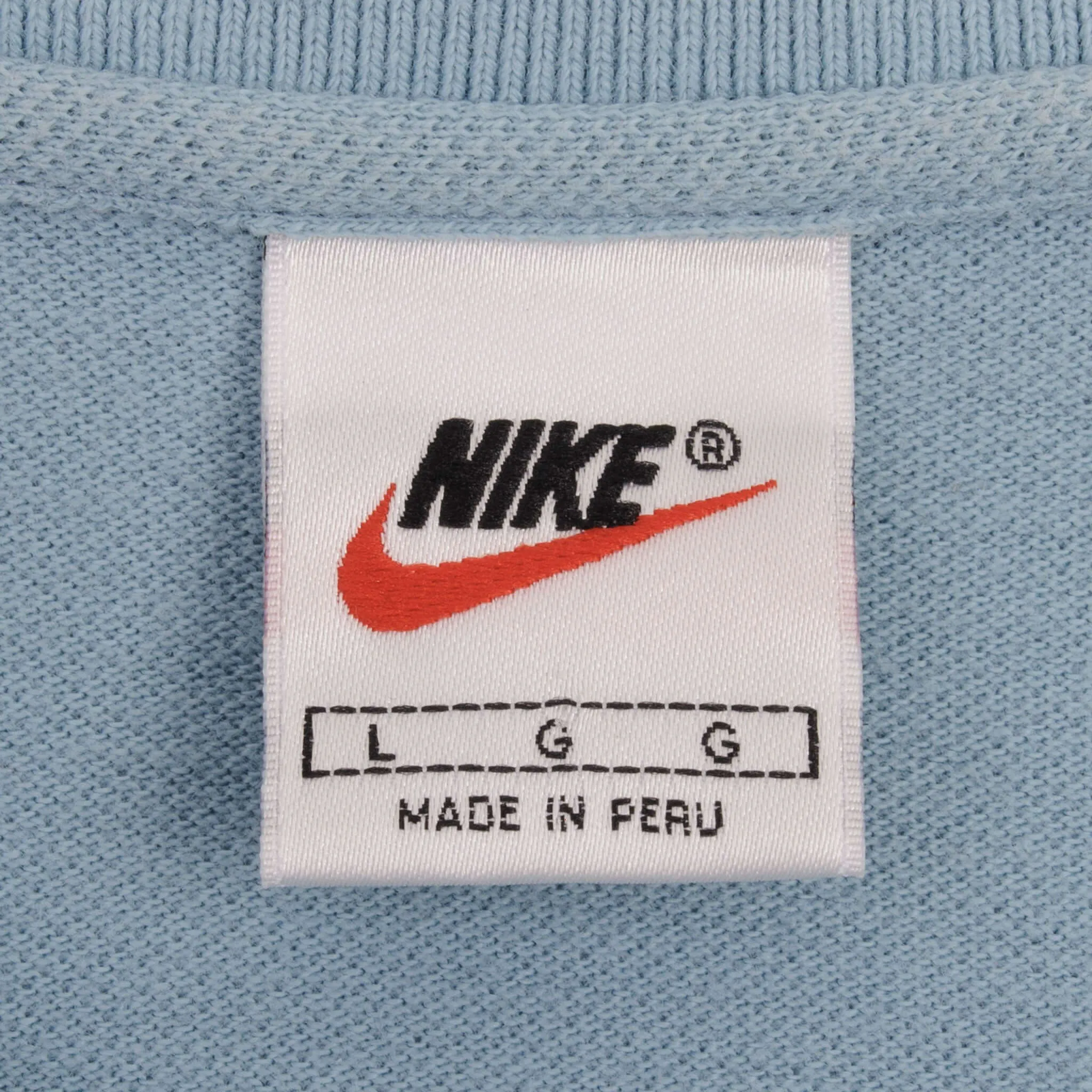 VINTAGE NIKE CLASSIC SWOOSH BLUE POLO SHIRT 1990S SIZE LARGE