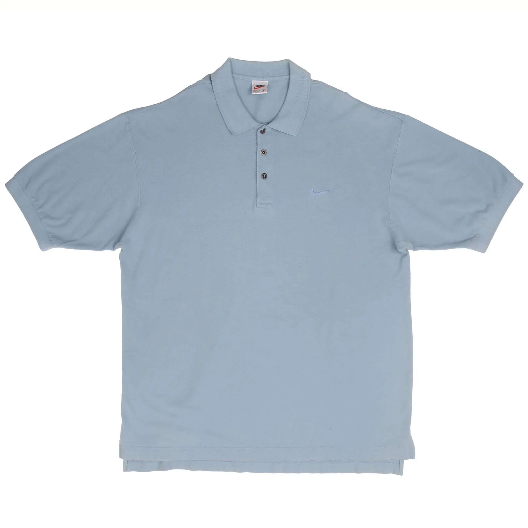 VINTAGE NIKE CLASSIC SWOOSH BLUE POLO SHIRT 1990S SIZE LARGE