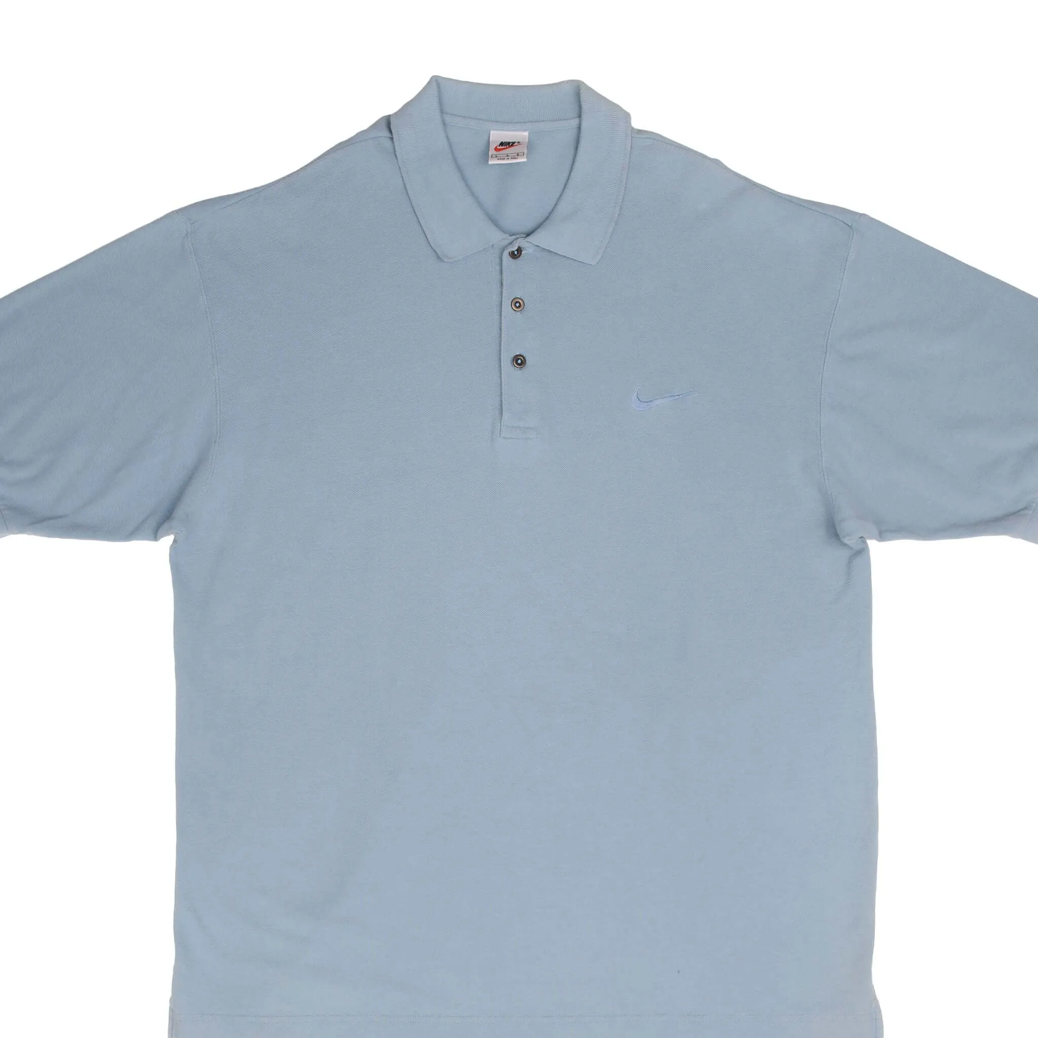 VINTAGE NIKE CLASSIC SWOOSH BLUE POLO SHIRT 1990S SIZE LARGE