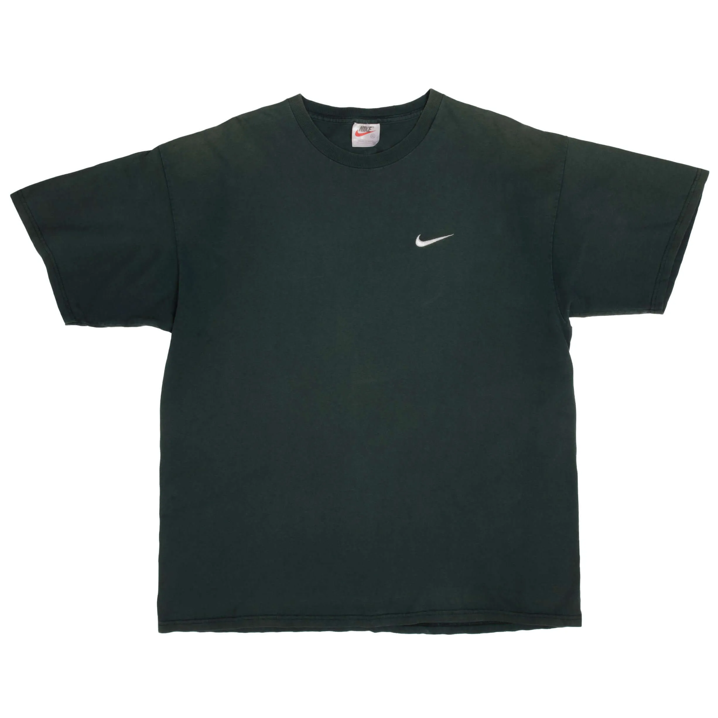 VINTAGE NIKE CLASSIC SWOOSH GREEN TEE SHIRT LATE 1990S XL MADE IN USA