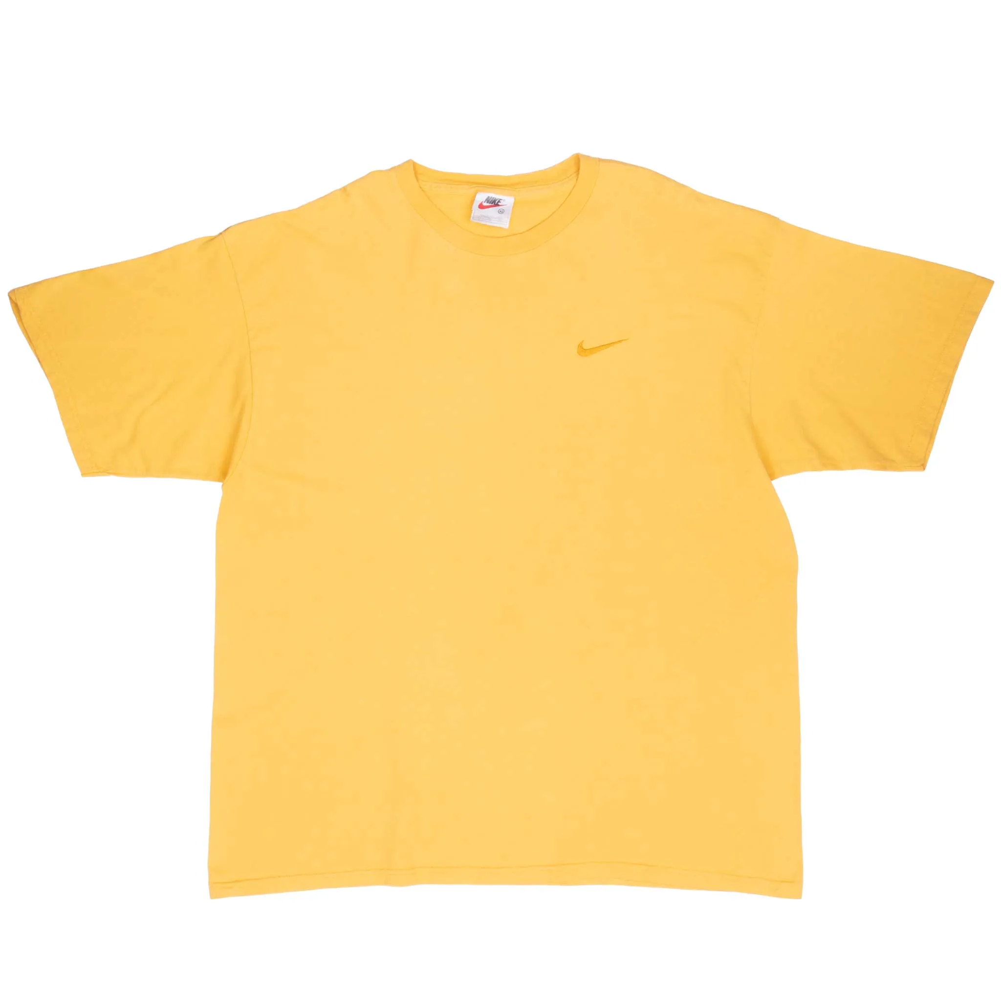 VINTAGE NIKE CLASSIC SWOOSH YELLOW TEE SHIRT 1990S XL MADE IN USA