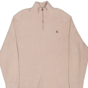 VINTAGE POLO RALPH LAUREN BEIGE 1990S QUARTER 1/4 ZIP SWEATER 2XL
