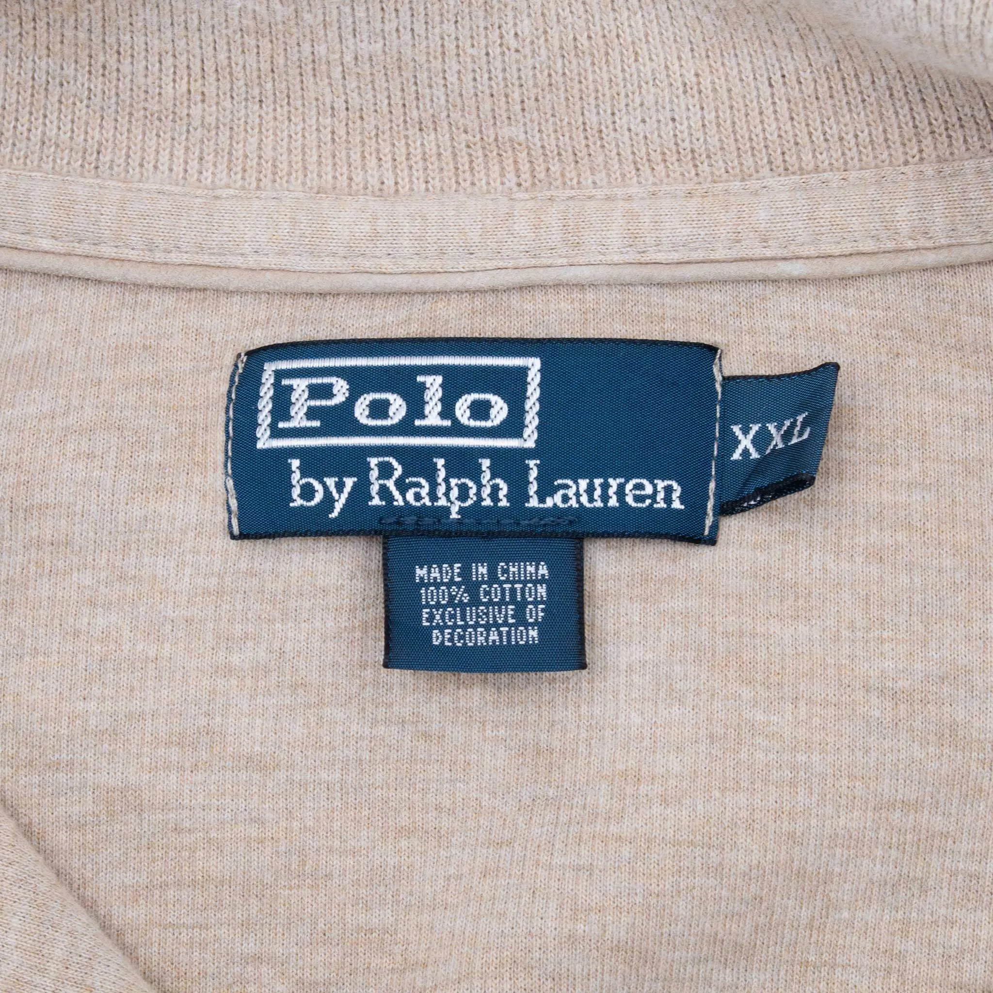 VINTAGE POLO RALPH LAUREN BEIGE 1990S QUARTER 1/4 ZIP SWEATER 2XL