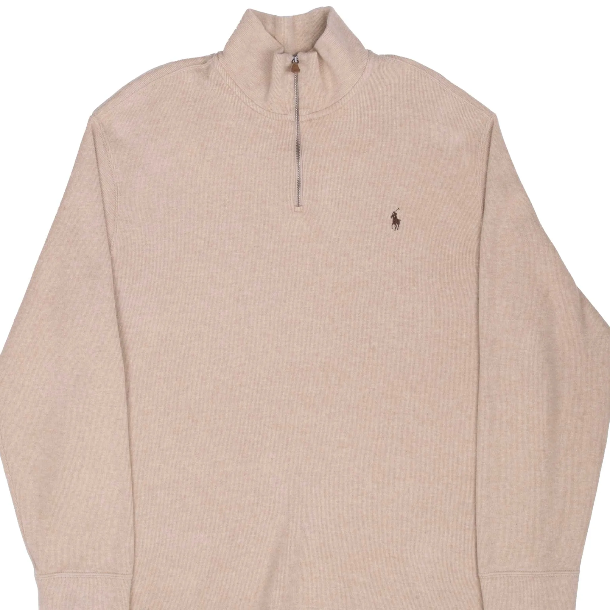 VINTAGE POLO RALPH LAUREN BEIGE 1990S QUARTER 1/4 ZIP SWEATER 2XL