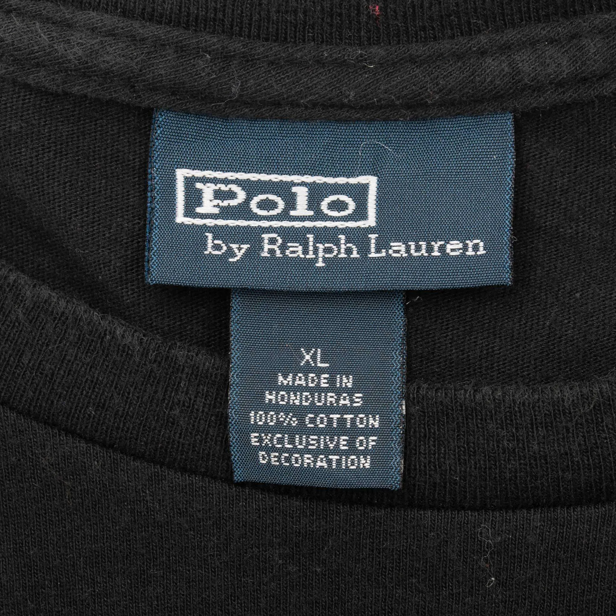 VINTAGE POLO RALPH LAUREN BLACK CLASSIC TEE SHIRT 1990S XL