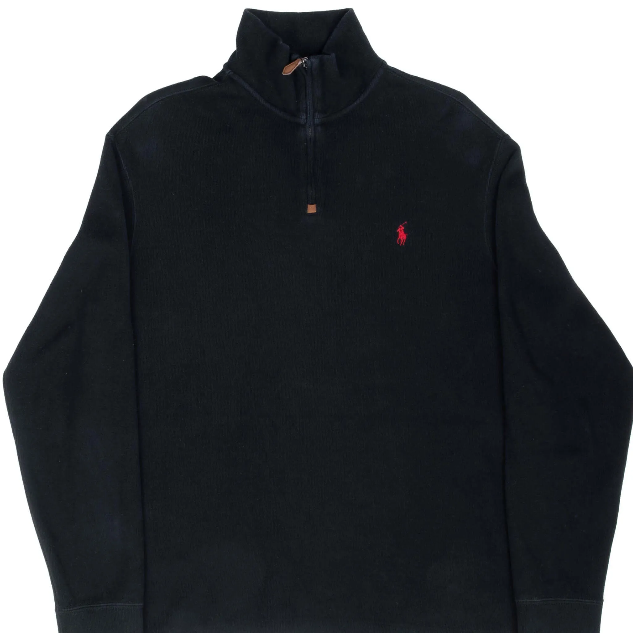 VINTAGE POLO RALPH LAUREN BLACK QUARTER 1/4 ZIP SWEATER 1990S LARGE