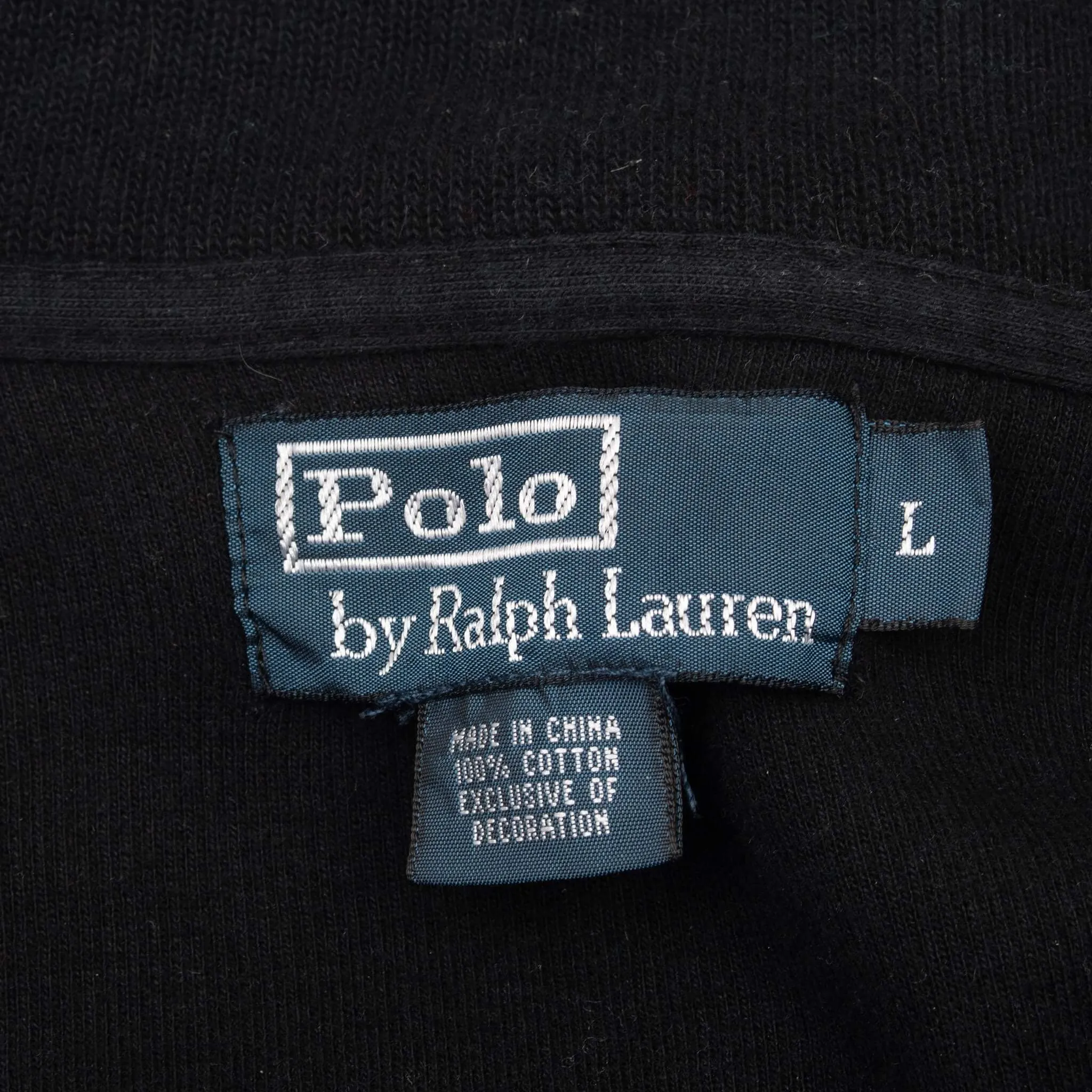 VINTAGE POLO RALPH LAUREN BLACK QUARTER 1/4 ZIP SWEATER 1990S LARGE