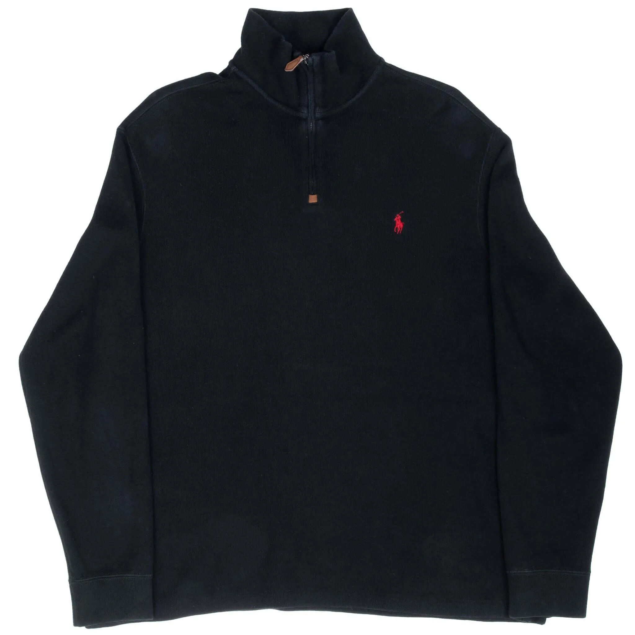 VINTAGE POLO RALPH LAUREN BLACK QUARTER 1/4 ZIP SWEATER 1990S LARGE
