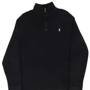 VINTAGE POLO RALPH LAUREN BLACK QUARTER 1/4 ZIP SWEATER 1990S SIZE XL