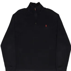 VINTAGE POLO RALPH LAUREN BLACK QUARTER 1/4 ZIP SWEATER 1990S SIZE XL