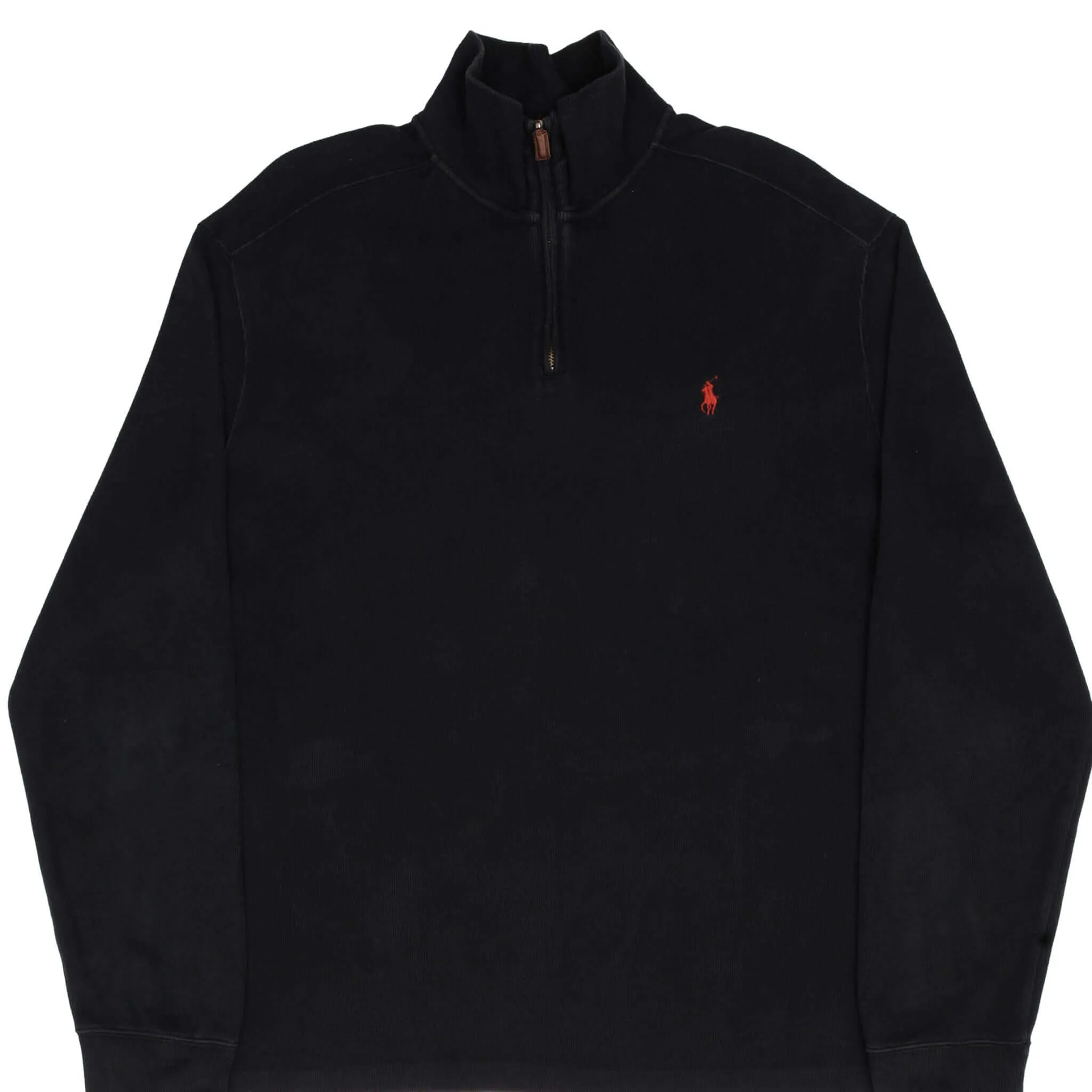 VINTAGE POLO RALPH LAUREN BLACK QUARTER 1/4 ZIP SWEATER 1990S SIZE XL