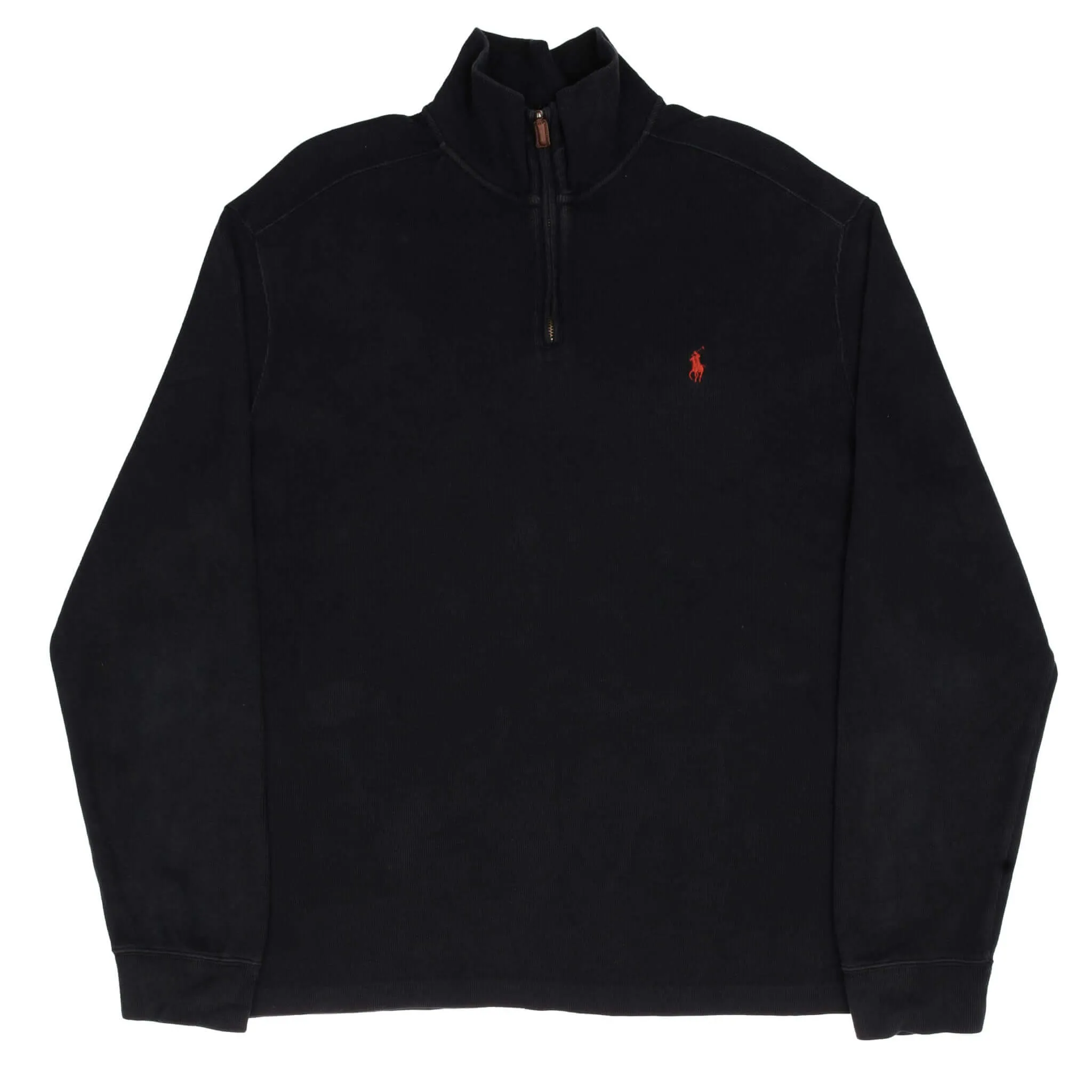 VINTAGE POLO RALPH LAUREN BLACK QUARTER 1/4 ZIP SWEATER 1990S SIZE XL