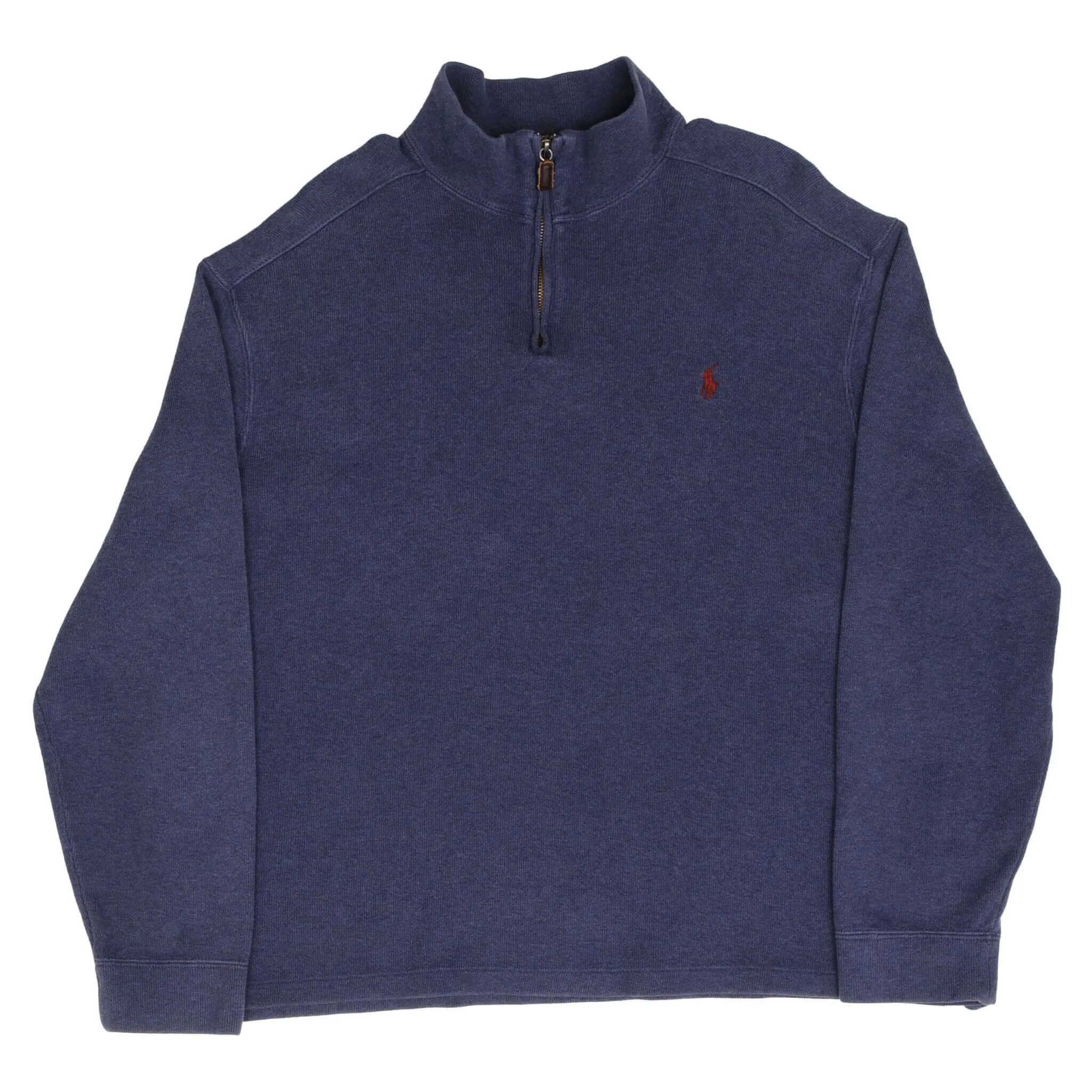 VINTAGE POLO RALPH LAUREN BLUE QUARTER 1/4 ZIP SWEATER 1990S SIZE XL