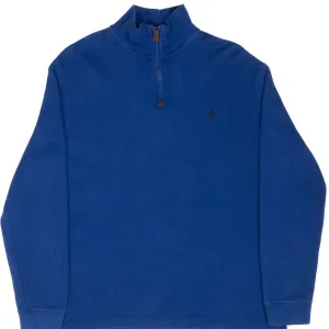 VINTAGE POLO RALPH LAUREN BLUE QUARTER 1/4 ZIP SWEATER LARGE