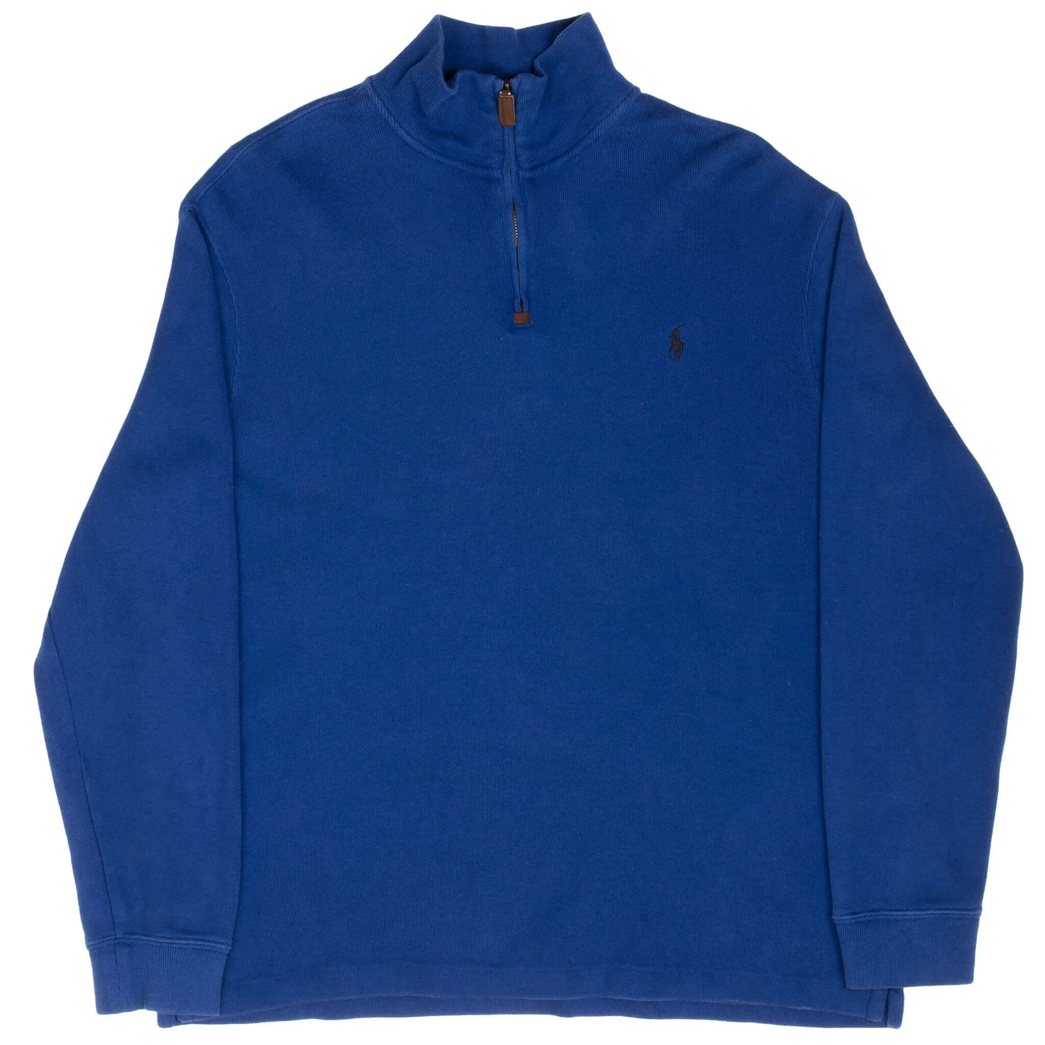 VINTAGE POLO RALPH LAUREN BLUE QUARTER 1/4 ZIP SWEATER LARGE