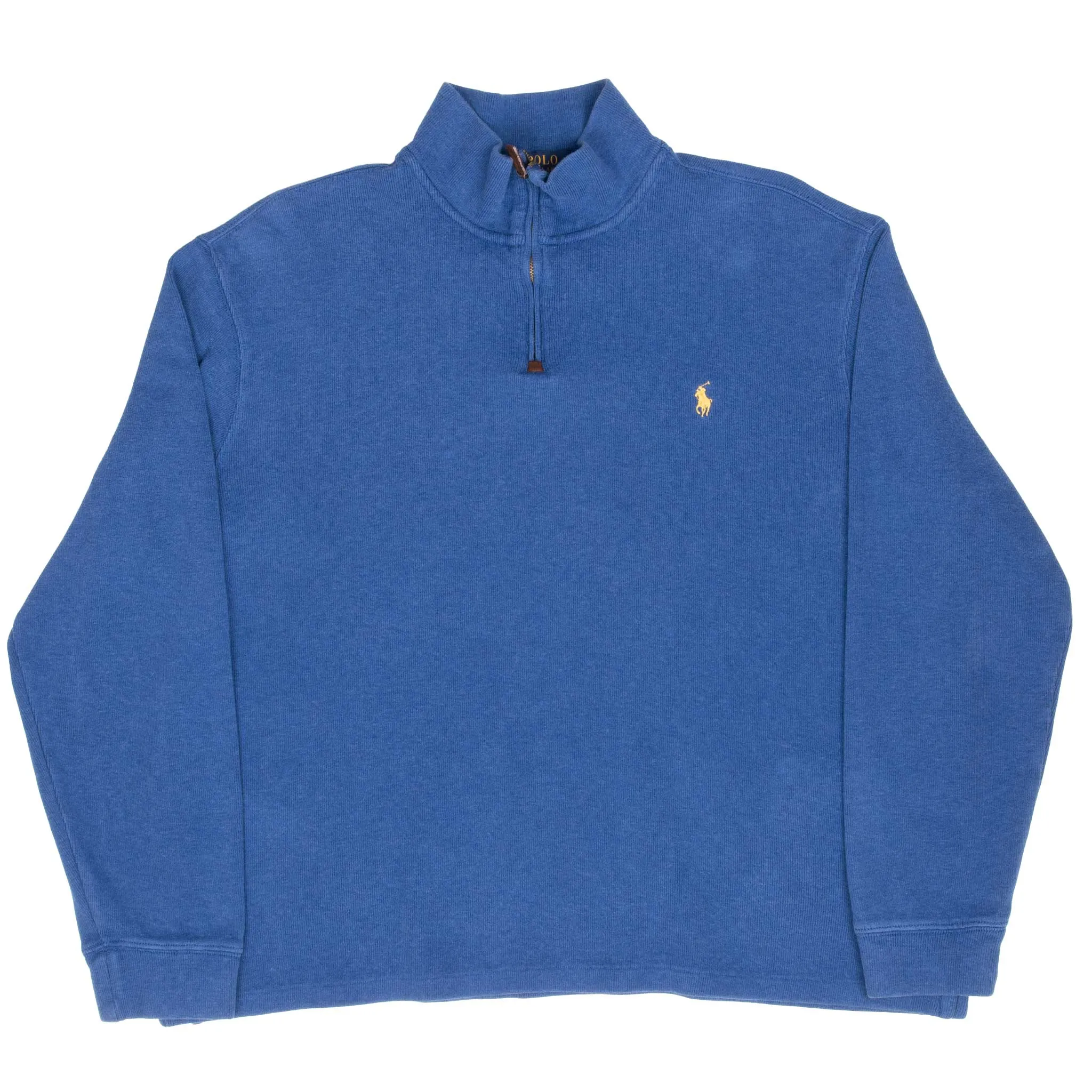 VINTAGE POLO RALPH LAUREN BLUE QUARTER 1/4 ZIP SWEATER XL