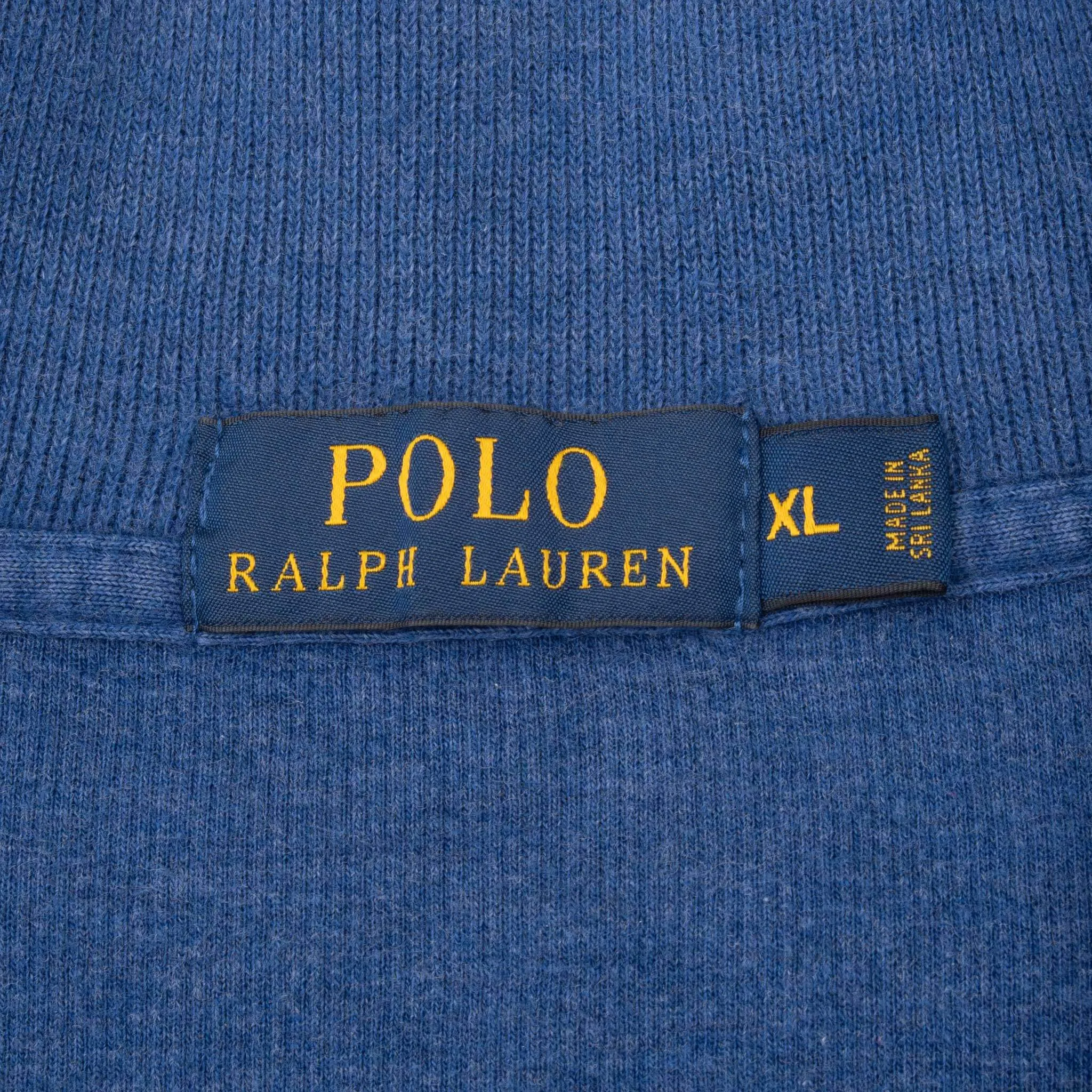 VINTAGE POLO RALPH LAUREN BLUE QUARTER 1/4 ZIP SWEATER XL