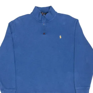 VINTAGE POLO RALPH LAUREN BLUE QUARTER 1/4 ZIP SWEATER XL