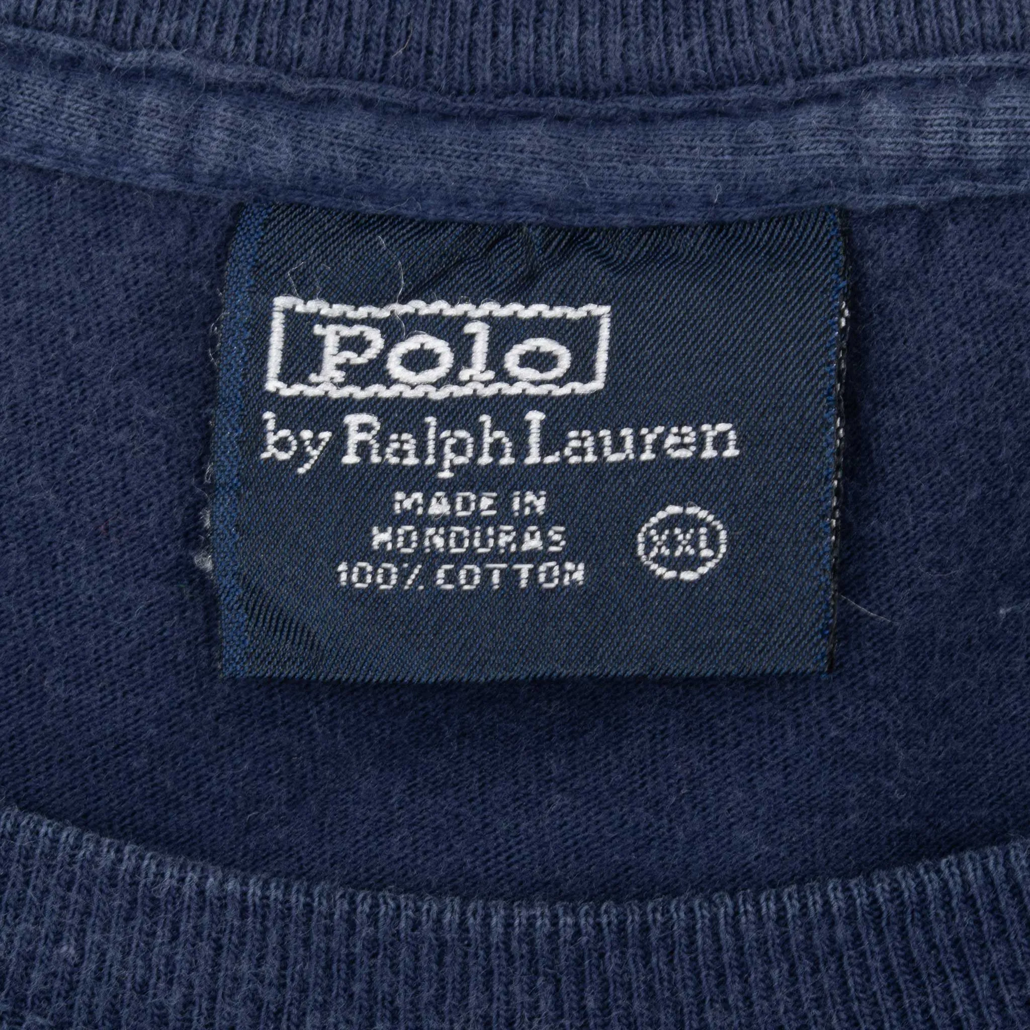 VINTAGE POLO RALPH LAUREN CLASSIC NAVY BLUE TEE SHIRT 1990S 2XL