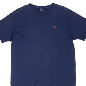VINTAGE POLO RALPH LAUREN CLASSIC NAVY BLUE TEE SHIRT 1990S MEDIUM