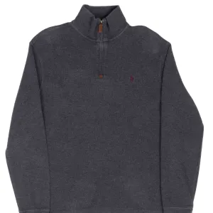 VINTAGE POLO RALPH LAUREN DARK GREY QUARTER 1/4 ZIP SWEATER 1990S SMALL