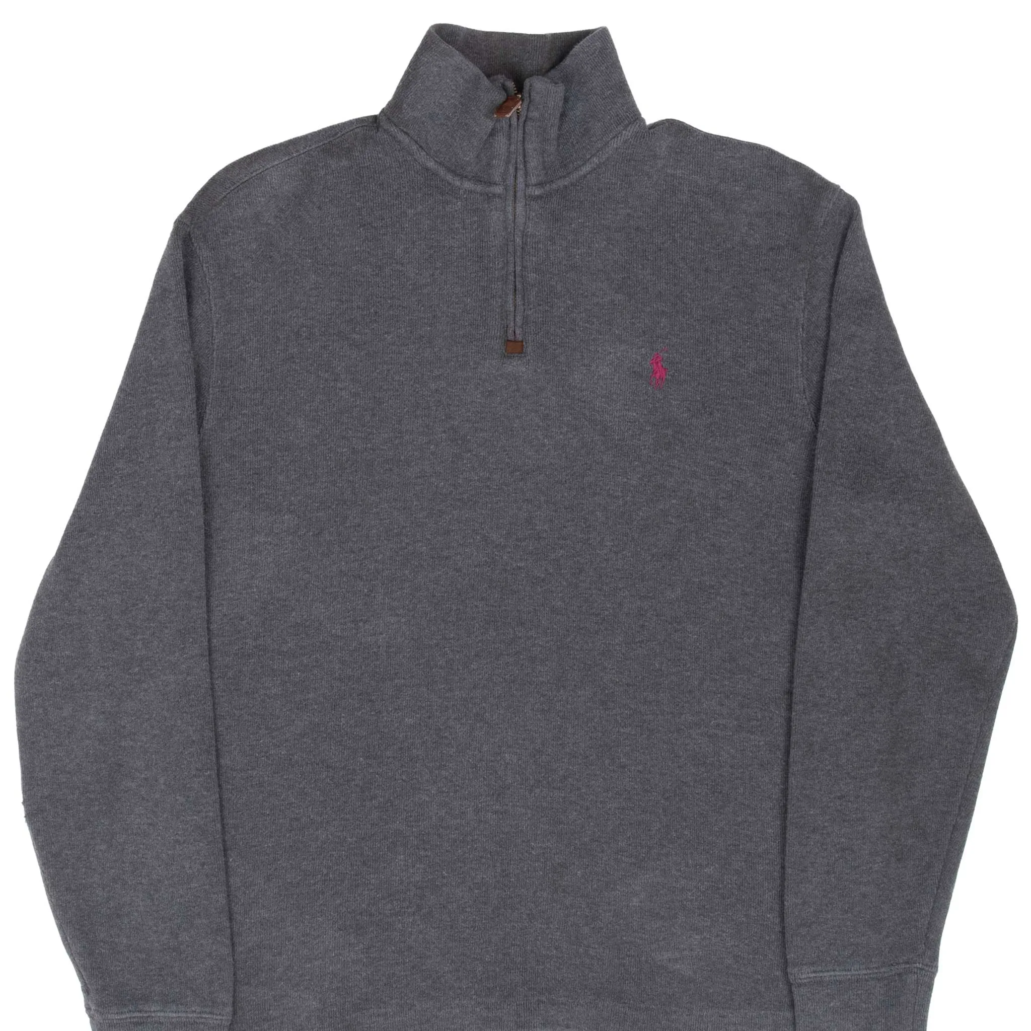 VINTAGE POLO RALPH LAUREN DARK GREY QUARTER 1/4 ZIP SWEATER MEDIUM