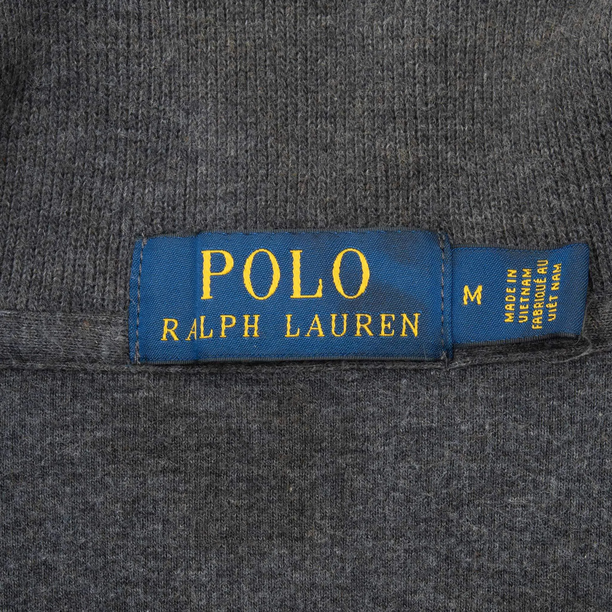 VINTAGE POLO RALPH LAUREN DARK GREY QUARTER 1/4 ZIP SWEATER MEDIUM