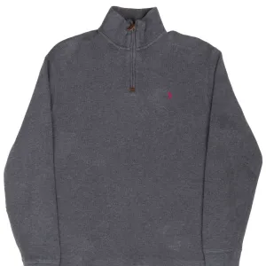 VINTAGE POLO RALPH LAUREN DARK GREY QUARTER 1/4 ZIP SWEATER MEDIUM