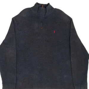 VINTAGE POLO RALPH LAUREN DARK GREY QUARTER 1/4 ZIP SWEATER XL