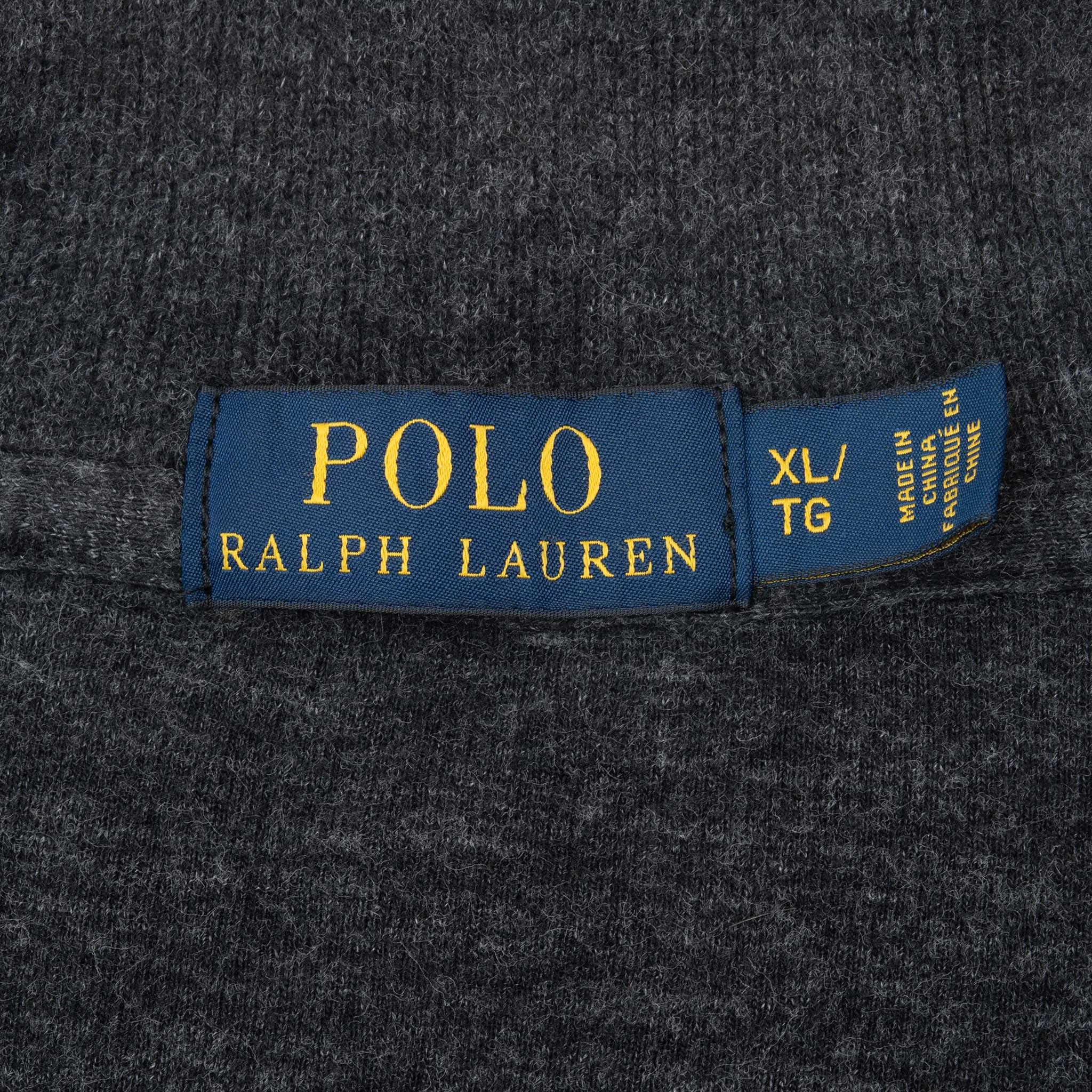 VINTAGE POLO RALPH LAUREN DARK GREY QUARTER 1/4 ZIP SWEATER XL