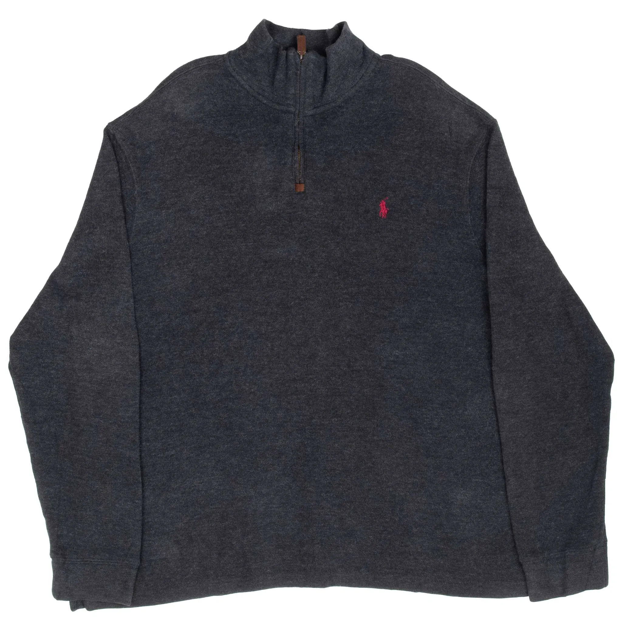 VINTAGE POLO RALPH LAUREN DARK GREY QUARTER 1/4 ZIP SWEATER XL