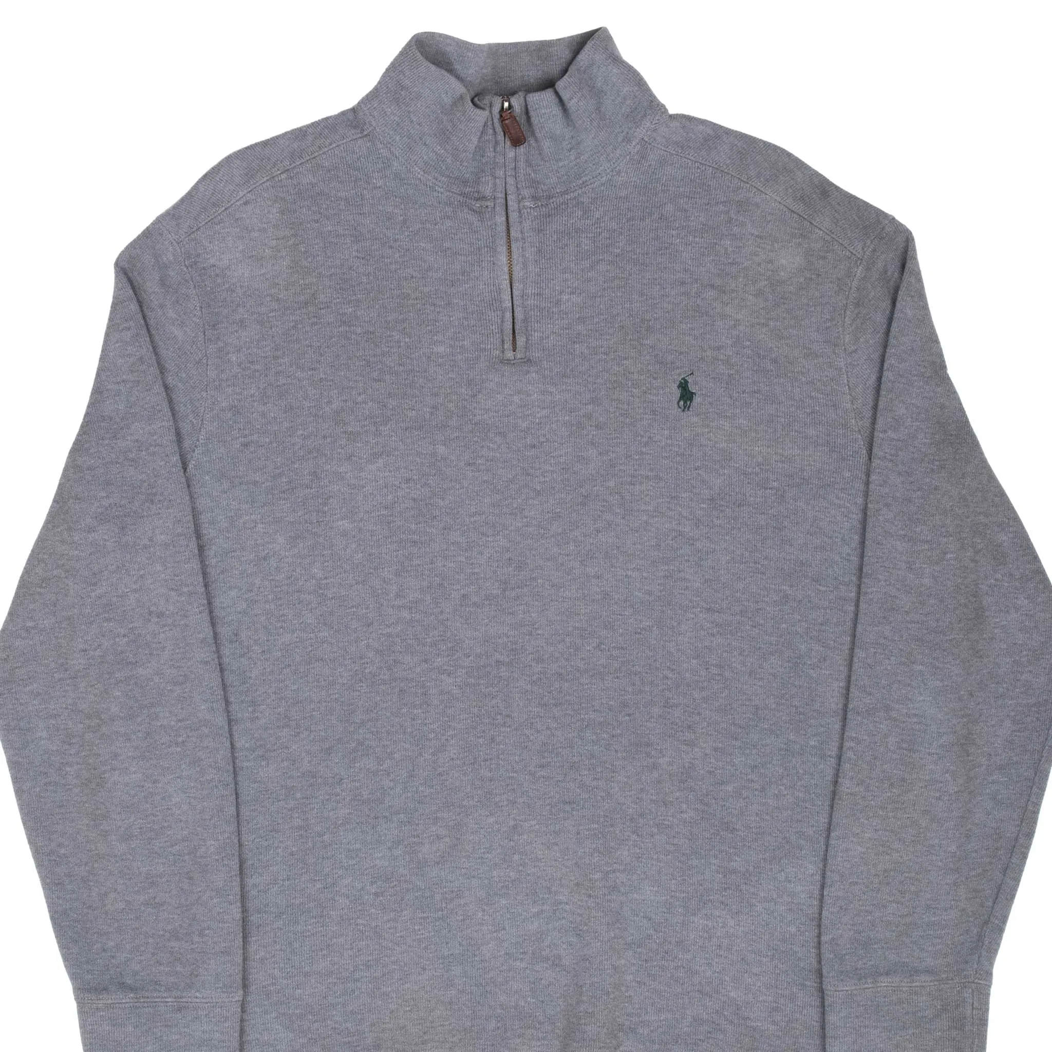 VINTAGE POLO RALPH LAUREN GREY QUARTER 1/4 ZIP SWEATER 1990S LARGE