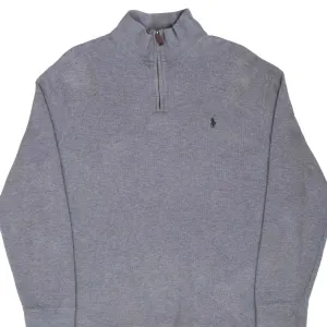 VINTAGE POLO RALPH LAUREN GREY QUARTER 1/4 ZIP SWEATER 1990S LARGE