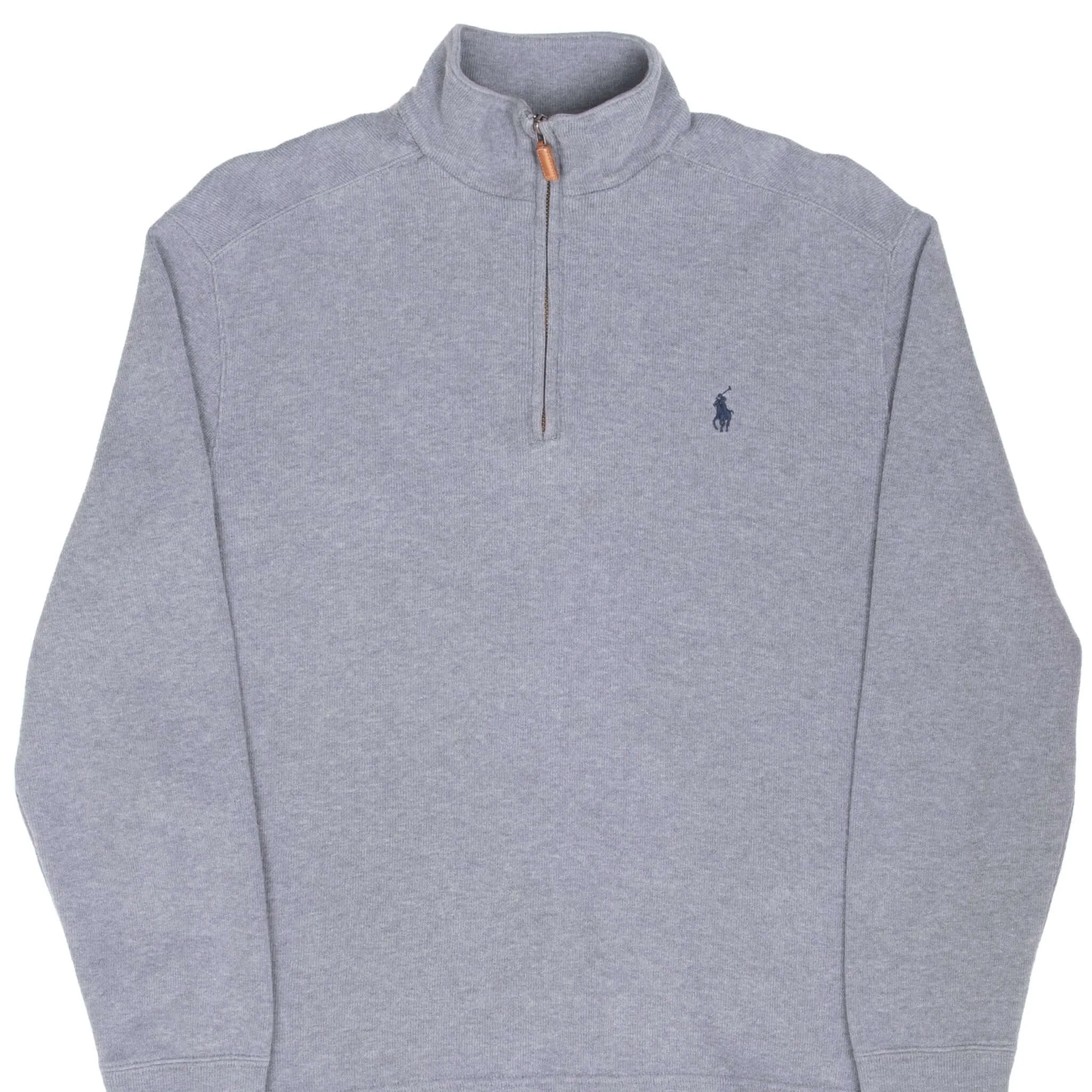 VINTAGE POLO RALPH LAUREN GREY QUARTER 1/4 ZIP SWEATER 1990S MEDIUM