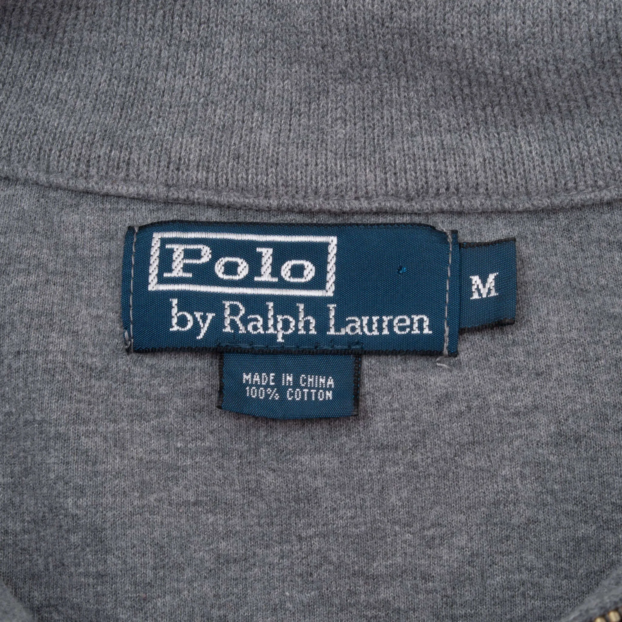 VINTAGE POLO RALPH LAUREN GREY QUARTER 1/4 ZIP SWEATER 1990S MEDIUM