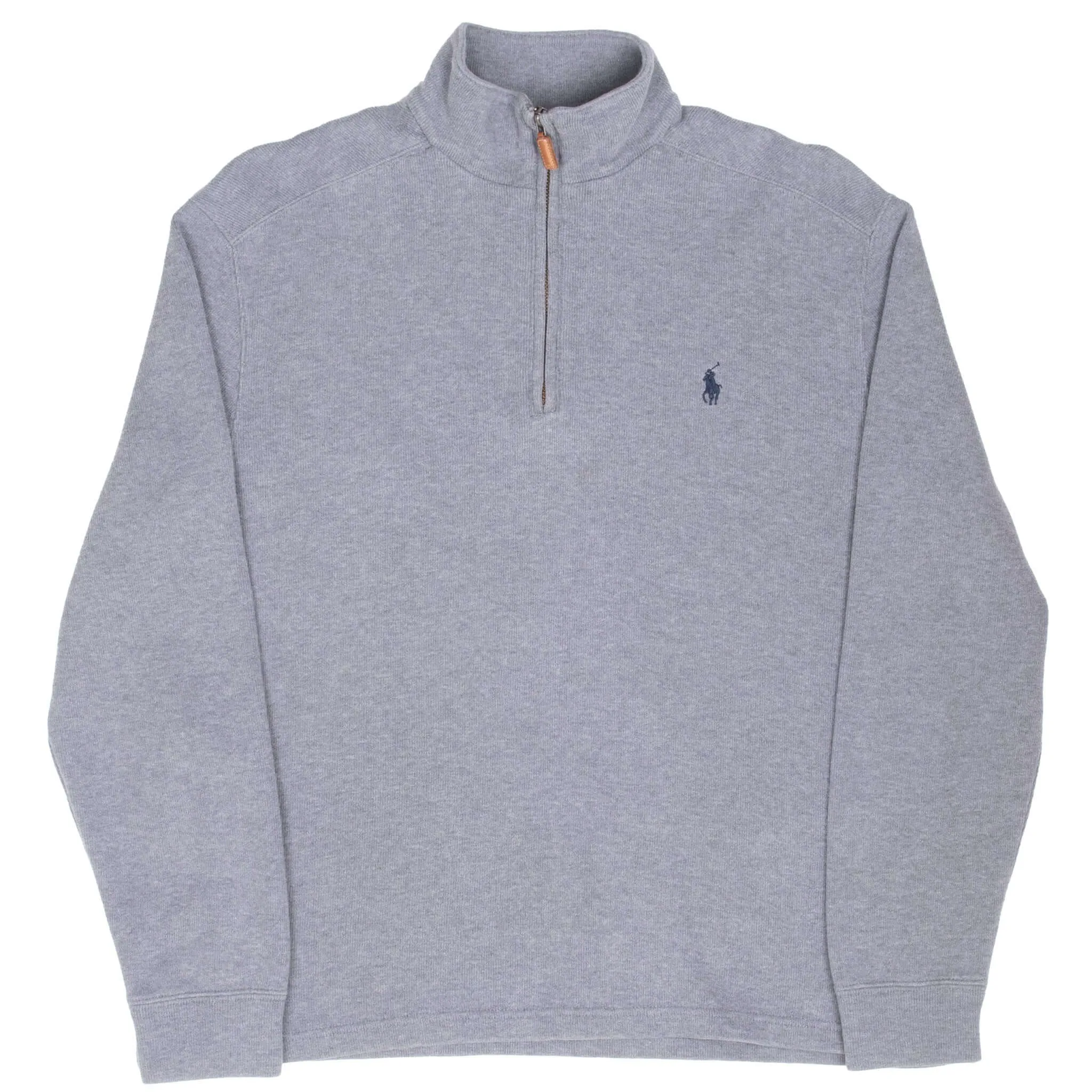 VINTAGE POLO RALPH LAUREN GREY QUARTER 1/4 ZIP SWEATER 1990S MEDIUM