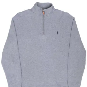 VINTAGE POLO RALPH LAUREN GREY QUARTER 1/4 ZIP SWEATER 1990S MEDIUM