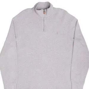 VINTAGE POLO RALPH LAUREN GREY QUARTER 1/4 ZIP SWEATER 1990S XL
